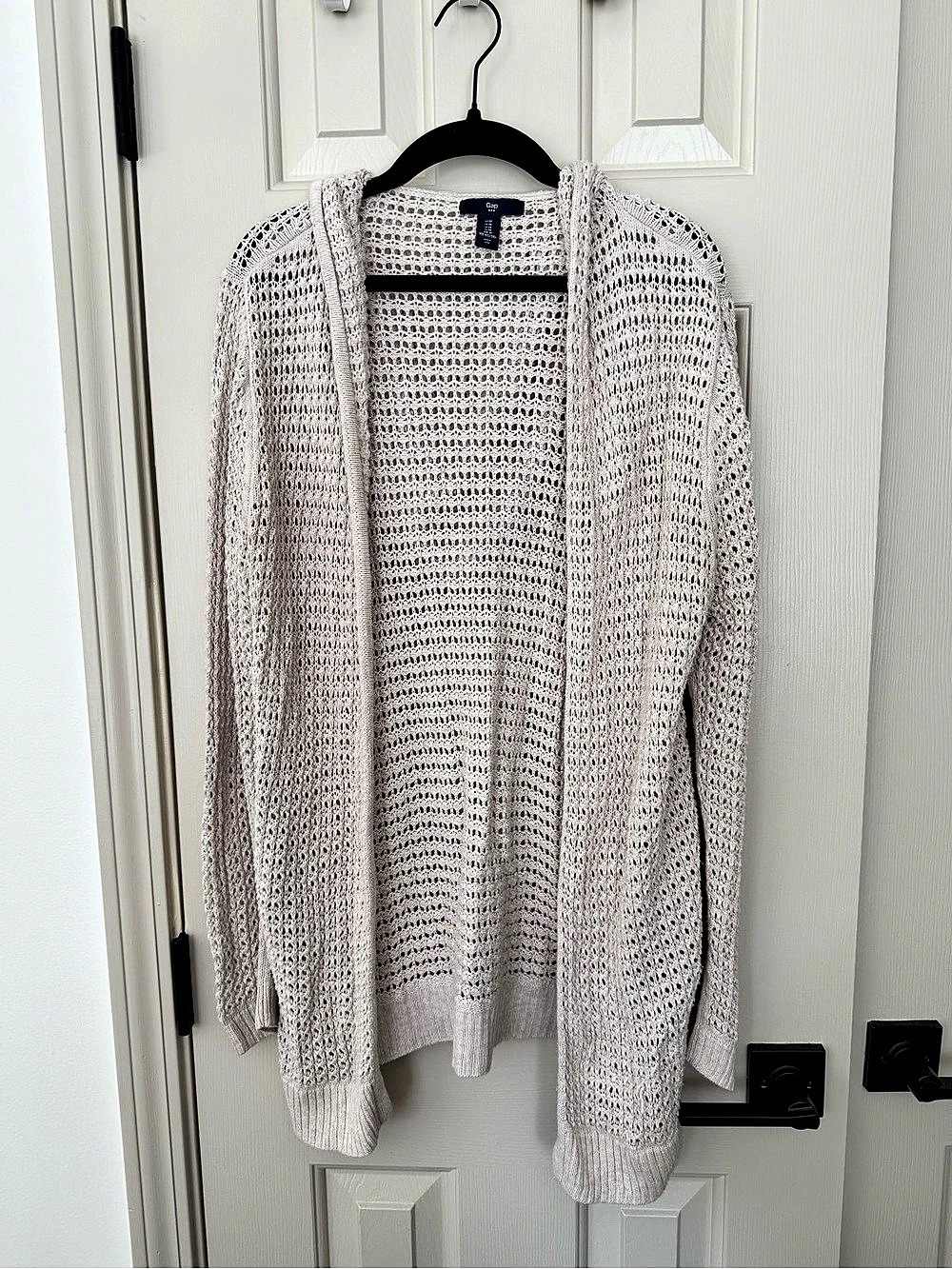Gap Open-Knit Hooded Cardigan in beige Size Medium